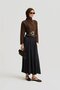 Crinkled Satin Skirt 25Yh5601 Navy Blue