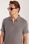 Men's Slim Fit Slim Fit 100% Cotton Zippered Gray Polo Neck T-Shirt