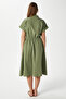 Women's Hilda Khaki Zippered Waist Elastic Pocket Dress - 5