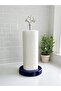Paper Towel Holder Roll Napkin Holder Kitchen Accessory Ceramic Navy Blue Silver - Feray Home - 2