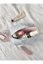 حقيبة مكياج قماش مخططة باللون الأزرق مقاس صغير - 4