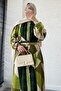 Geometric Pattern Belted Viscose Dress-Green - 3