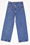 Girl's Blue Palazzo Jean Wide Pants Adjustable Elastic Waist Buttoned Lx301G - 2