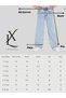 Girl's Ice Blue Palazzo Jean High Waist Denim Pants Adjustable Elastic Waist with Buttons Lx300B - 5
