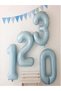 Soft Blue Number Foil Balloon 70 cm |   Baby Boy & Birthday Ornament |   Pastel Color Balloon - 4