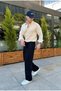 Premium Nabrano široke Lan pantalone - 5