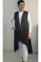 Black Asymmetrical Cut Loose Lace Vest - 6
