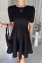 Women's Crew Neck Princess Short Sleeve Skirt Flounce Short Dress Black - 4