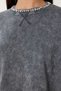 Stone Detailed Washed Cotton Knitted T-Shirt Anthracite Lhc0014 - 4