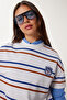 Striped Cotton Knitted T-Shirt Gray Lcr0077