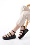861-1222 Black Buckle Ankle Strap Wedge Women's Sandals - 2