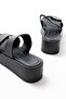 861-1034 Black Snap Fastener Wedge Heel Women's Slippers - 3