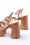 P-105 Nut Cross Thick Heeled Women's Sandals - 3