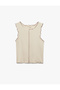 Cotton Contrast Detailed Sleeveless Crew Neck Tank Top - 3