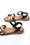205-015 Black Garni Orthopedic Genuine Leather Women's Sandals - 5
