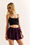 Women's Plum Elastic Waist Slit Sandy Shorts Şrt-19000058 - 5