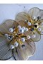 Gold Color Pearl and Zircon Stone Earrings - 4