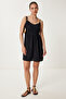 Women's Black Strap Stretchy Summer Mini Knitted Dress Gx00003 - 2