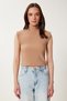 Women's Biscuit Stand Collar Padded Ribbed Stretchy Knitted Blouse Us00992