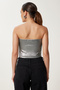 Women's Metallic Gray Sparkle Stretchy Crop Strapless Blouse Ns00434 - 4