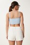 Women's Sky Blue Strappy Stretchy Summer Knitwear Crop Blouse Ns00436 - 5