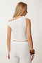 Women's White Textured Summer Blouse Pants Suit Fw00009 - 4