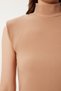 Women's Biscuit Stand Collar Padded Ribbed Stretchy Knitted Blouse Us00992 - 4