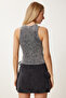 Women's Black Halter Neck Washed Ribbed Knitted Blouse Ns00437 - 4