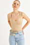 Women's Milk Coffee Square Neck Blouse Tf64-90 - 3