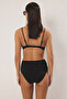 Black V-Cut Hipster High Waist Bikini Bottom Tbess25Ba00036 - 3
