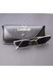 Unisex Black Glass Metal Frame Cateye Women Men's Sunglasses - 2