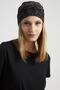 Women's Black, White Patterned, Rope Detailed 4 Season Hat Beanie Buff - Ultra Soft Natural Combed Cotton Fabric - 3