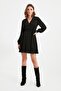 Black A-Line V-Neck Mini Woven Dress TWOAW22EL0691 - 7