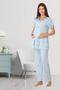 Navy Blue Maternity Pajamas Set with Hidden Breastfeeding Feature Effortt 8022 - 3