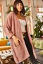 Woman's Dusty Rose Sleeve Folded Pocket Loose Knit Cardigan HRK-19000123 - 3