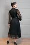 Belt Gift French Lace Pleat Detailed Long Sleeve Black Evening Dress 57834 - 6
