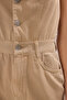 Bej Sırt Detaylı Mini Denim Tulum TWOSS25TU00064 - 3