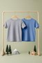 Indigo-Grey 2'Li Boys 100% Cotton Slogan Printed Short Sleeve Knitted T-Shirt Tkdss25Ts00016 - 3