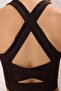 Dark Brown Supportive/Shaping Back Detail Thick Strap Knitted Sports Bra Twoss22Ss0040 - 3