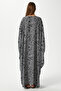 Modest women's shape wide cut black white long summer dress - 7
