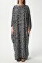 Modest women's shape wide cut black white long summer dress - 5
