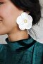 Polymer Clay Special Design White Pearlescent Earrings, Large Flower Earrings, Bridal Accessory