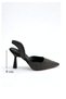 Black Suede Open-Back Pointed Toe Evening Dress Shoes with Stone Detail