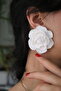 Polymer Clay Special Design White Flower Earrings, Big White Rose Earrings, Bridal Accessory - 7
