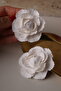 Polymer Clay Special Design White Flower Earrings, Big White Rose Earrings, Bridal Accessory - 8