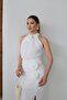 Women's Imported Crepe Fabric Rose Detailed Slit Lined Special Design Dress