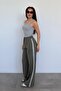 Khaki Stripe Detailed Wide Leg Women's Tracksuit Mg2441 - 4