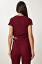 Textured Flexible Blouse Pants Suit Bordo Lzv0011 - 5