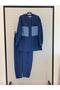 Judge Collar Buttoned Chest Pocket Buttoned Tunic and Pipe Leg Fabric Trouser Top and Bottom Set