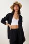 Linen Muslin Shirt Pants Suit Black Lcr0078 - 4